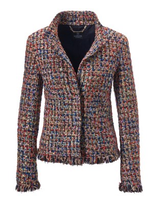 Bouclé-Blazer mit Fransen