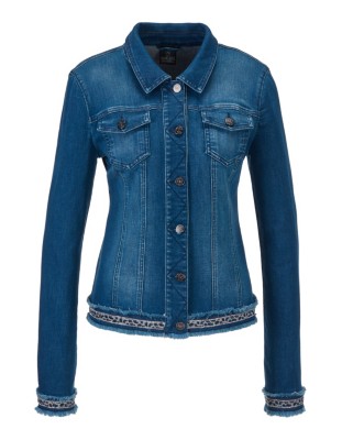 Jeansjacke mit Leo-Akzenten