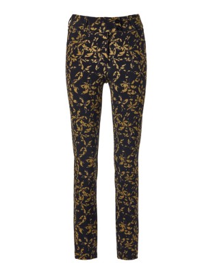 Stretch-Hose mit Blätter-Print