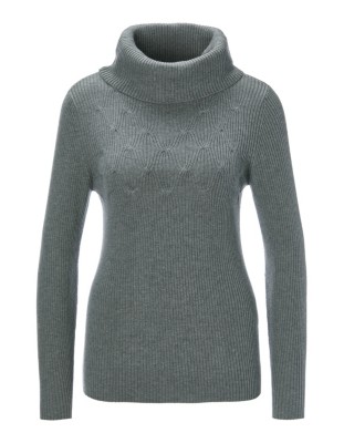 Zopfpullover mit Rollkragen