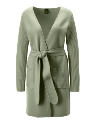 Lange Strickjacke mit Bindegürtel