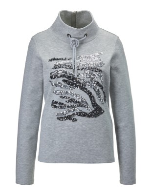 Sweatshirt mit Stehkragen und Pailletten-Dekoration