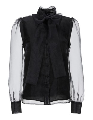 Bluse mit abnehmbarer Zierschleife
