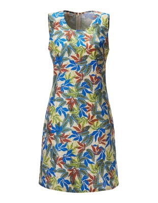Ärmelloses Kleid mit Blätterprint